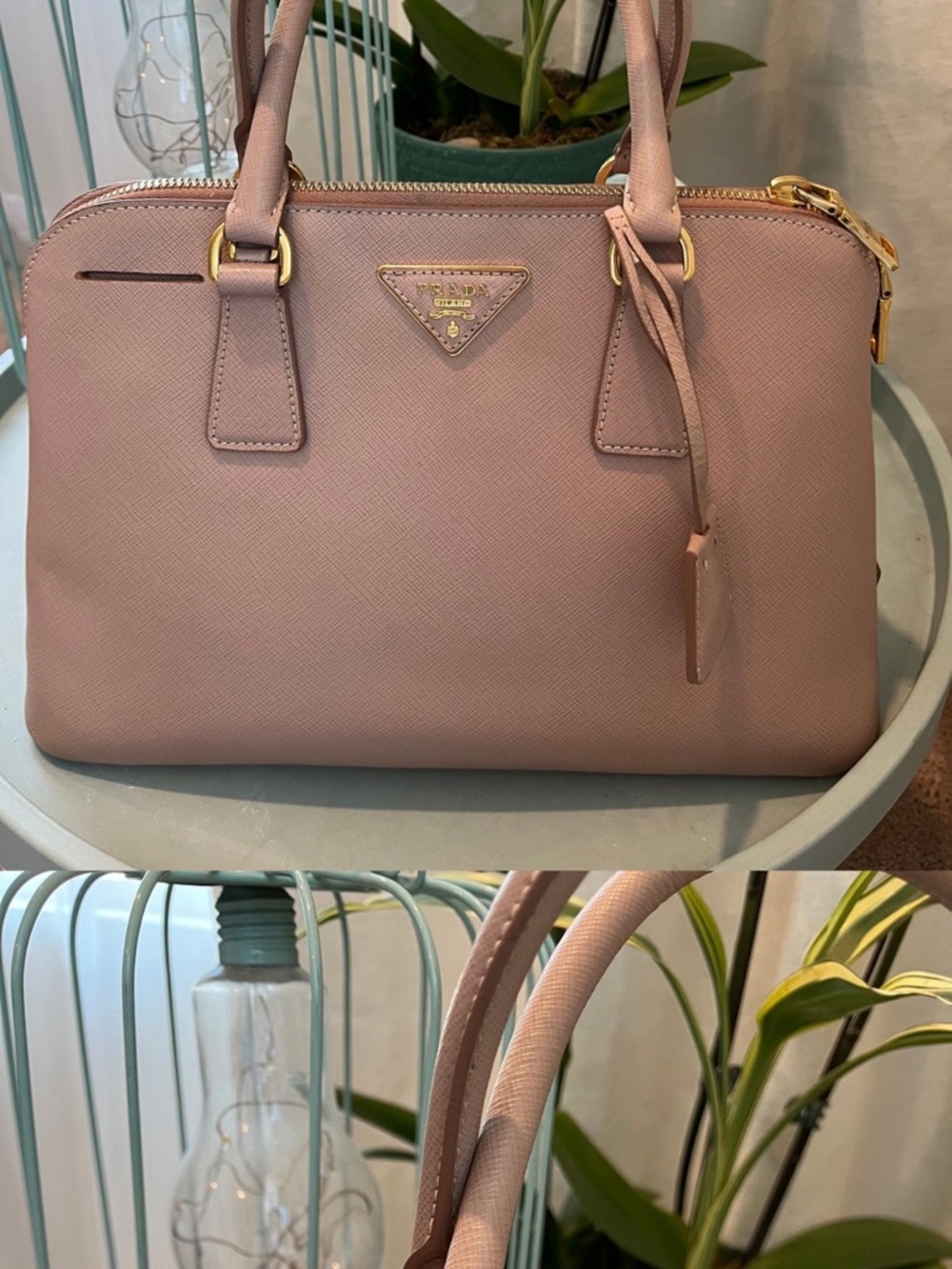 Prada Double-Handle Saffiano Satchel in Blush Pink - Picture 13 of 16